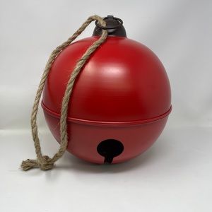 Christmas red metal jingle bell ornament decor